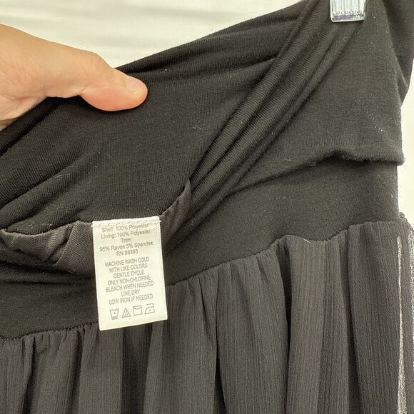 Belle Gray by Lisa Rinna Black Foldover Long Maxi Skirt Size Medium Y2k - Picture 5 of 10